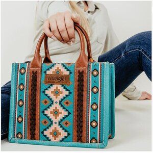 Wrangler Turquoise and Brown Tote Bag